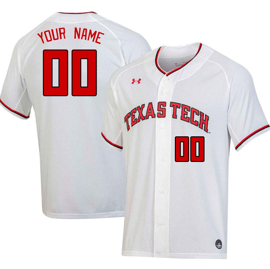 Custom Texas Tech Red Raiders Name And Number College Baseball Jerseys Stitched-White